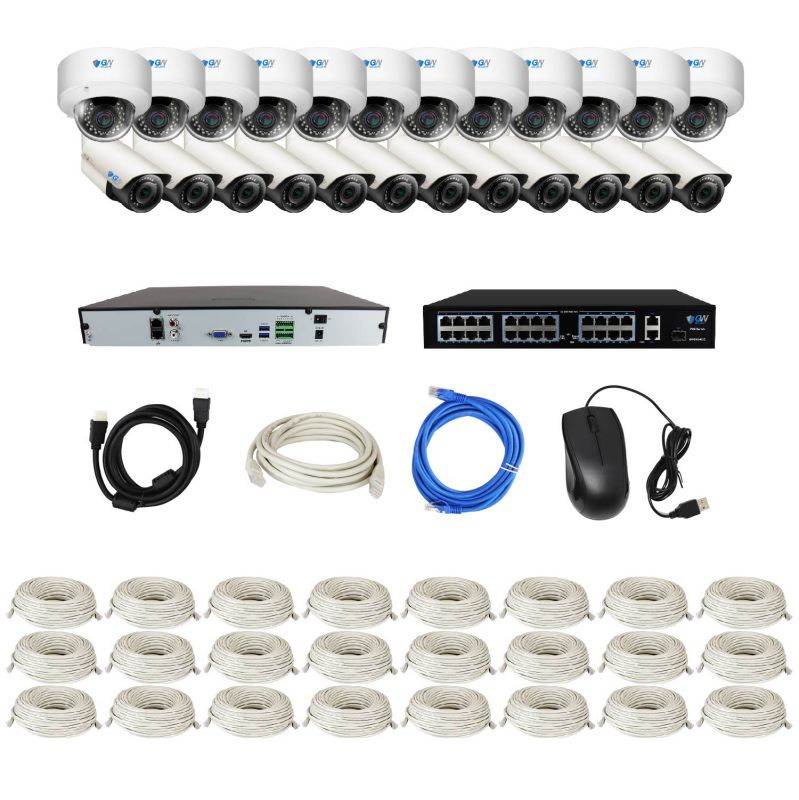 GW 8 Channel H.265 4K NVR 5MP 1920P 2.8~12mm Lens, Video Plug & Play IP Security System - 4 x POE 5MP Weatherproof IP Cameras (2TB Hard Drive Included)