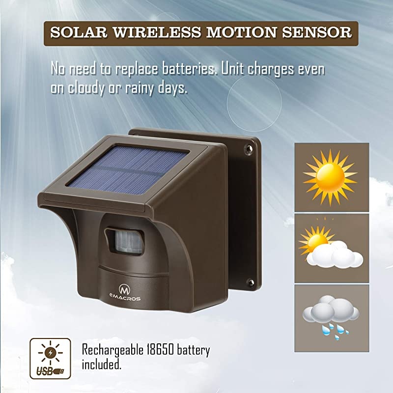 1/2 Mile Supplemental Driveway Alarms Wireless Outside Solar Sensor