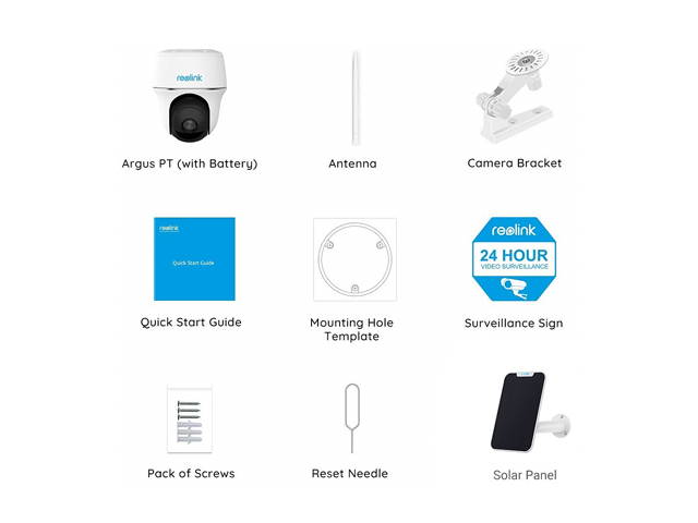 Reolink Pan Tilt Outdoor Security Camera Rechargeable Battery Wireless 1080p WiFi IP Camera, Color Night Vision Weatherproof PIR Motion Detection Surveillance Camera, Argus PT with Solar Panel