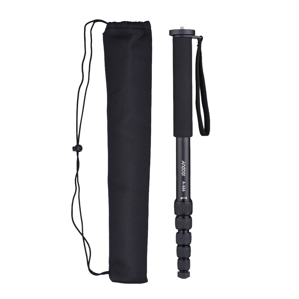 Andoer A-666 181cm/5.9ft Telescoping Aluminum Camera Monopod Unipod Stick 6-Section Max. Load 10kg/22Lbs with Carry Bag for Camcorder Video Studio Photography