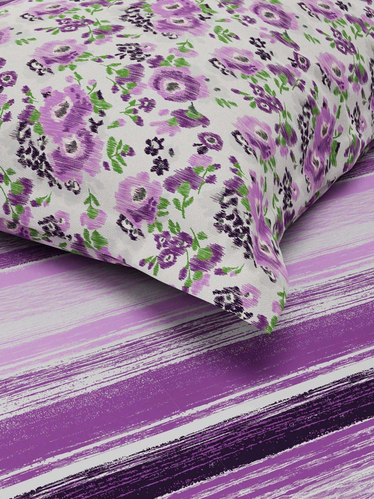 Bianca Bagator Purple 152 TC Micro Fabric Single Bedsheet with 1 Pillow Cover