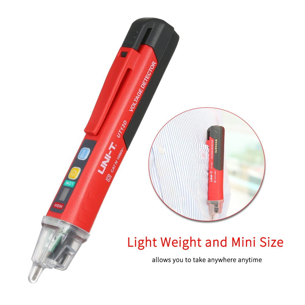 UNI-T Portable Non-contact AC Voltage Tester Pen Shaped V~Alert Detector with Sound and Light Alarm and LED Flashlight