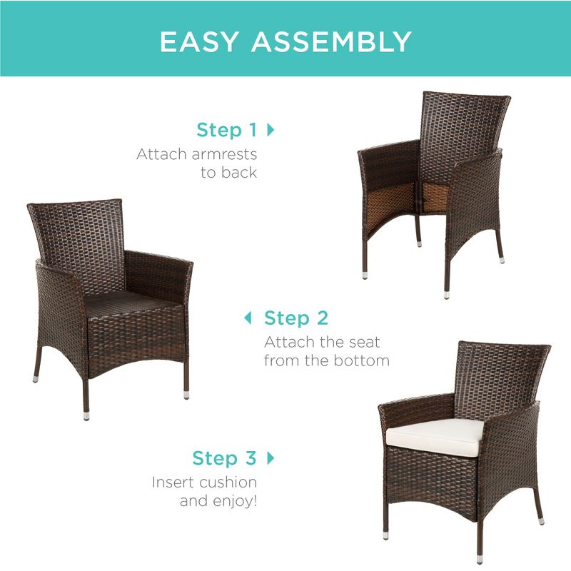 Best Choice Products Set of 2 Modern Contemporary Wicker Patio Furniture Dining Chairs w/ Water-Resistant Cushions