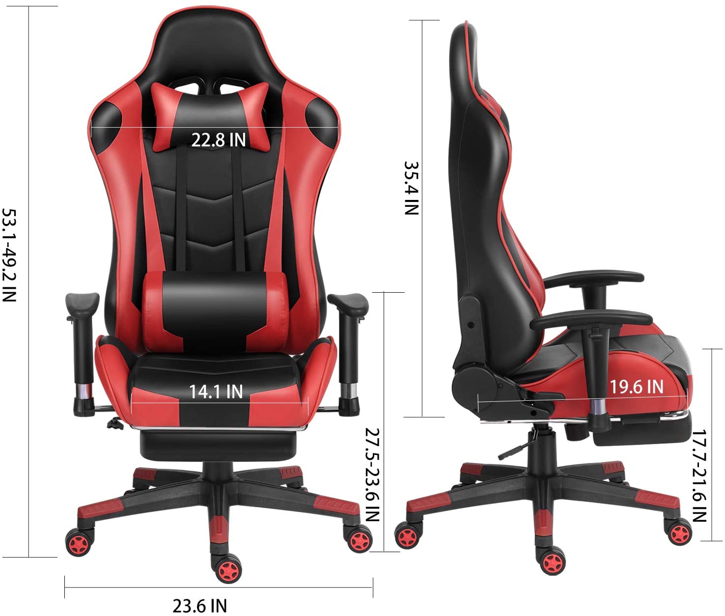 Ergonomic Gaming Chair Racing Computer Chair PU Leather Chair Adjusted Reclining Office Desk Chair with Headrest and Lumbar Support