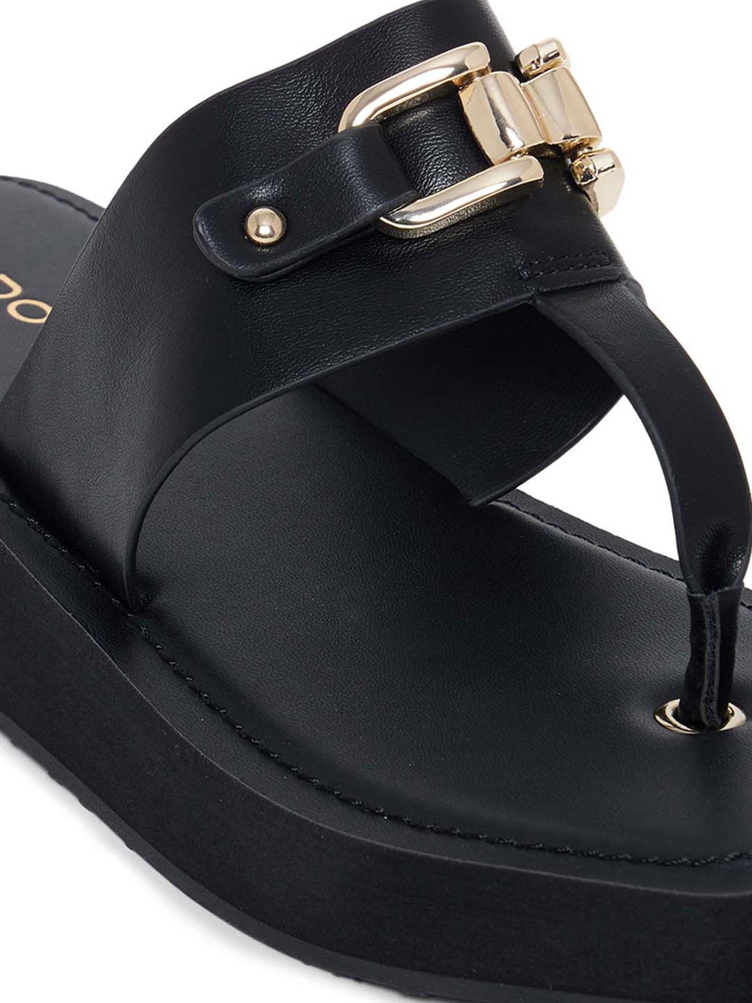 Aldo Women's Jet Black Thong Wedges