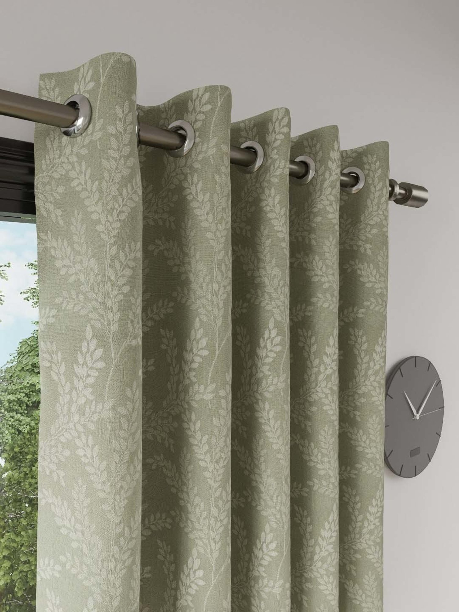 DDecor Green Abstract Polyester 7 ft Door Curtain