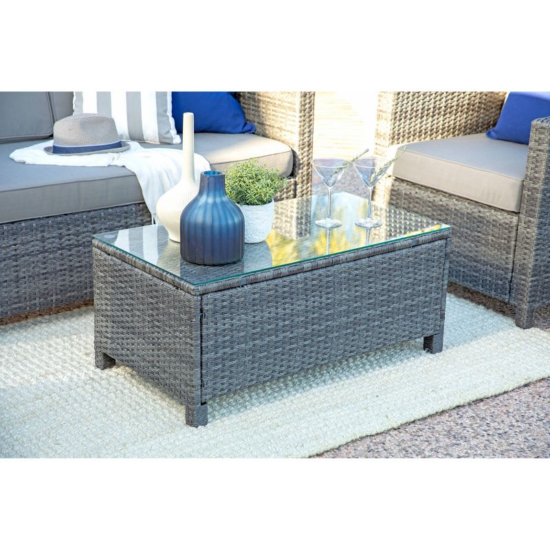 Alicia 4pc Outdoor Squared Wicker Sofa Set - Dark Gray - Coaster