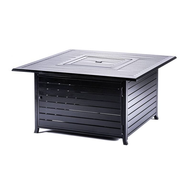 Square Aluminum Fire Pit Table Hammered Black 44" - Legacy Heating