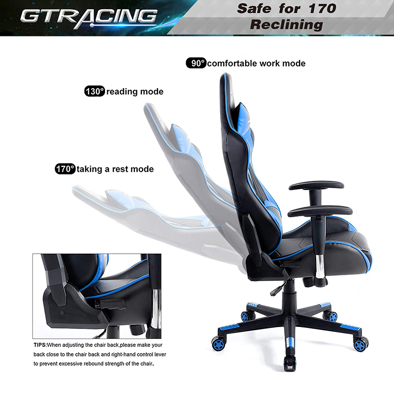 GTRACING Gaming Chair Racing Office Computer Ergonomic Video Game Chair Backrest and Seat Height Adjustable Swivel Recliner with Headrest and Lumbar Pillow Esports Chair