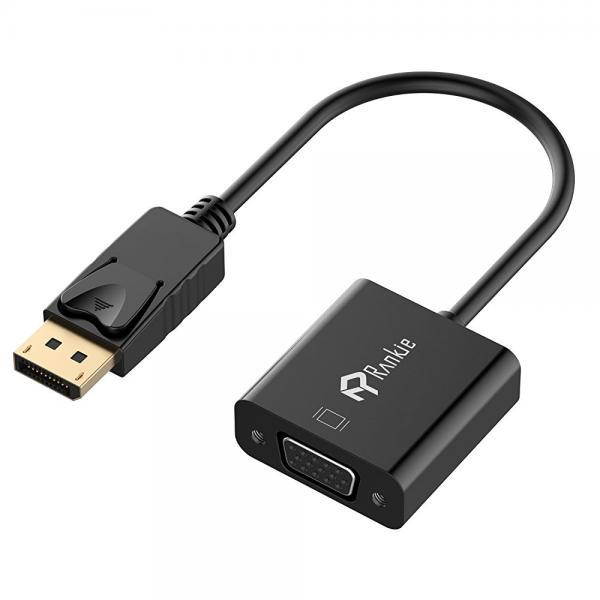 DP to VGA, Rankie Gold Plated DisplayPort DP to VGA Male to Female Adapter Converter