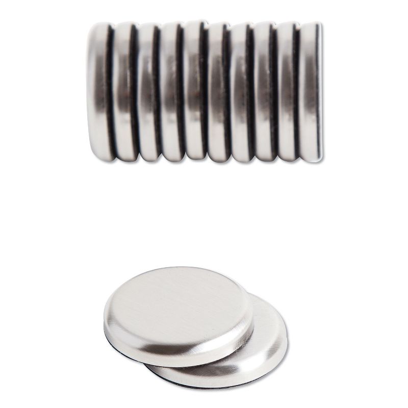 U Brands High Energy Magnets, Circle, Silver, 1.25" Dia, 12/Pack 2911U0012