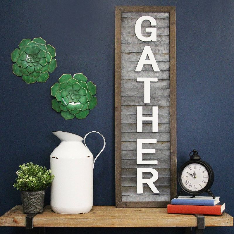 11.81" x 39.73" "Gather" Wall Panel Gray/White - Stratton Home Décor