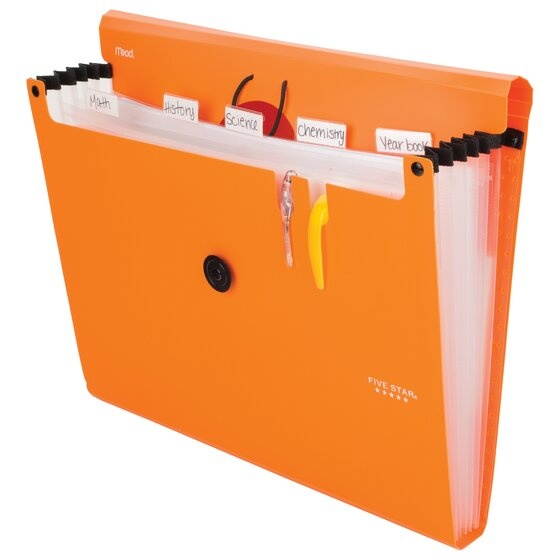 Five Star 6-Pocket Expanding File 13 x 9 14 Bright Orange - Expanding