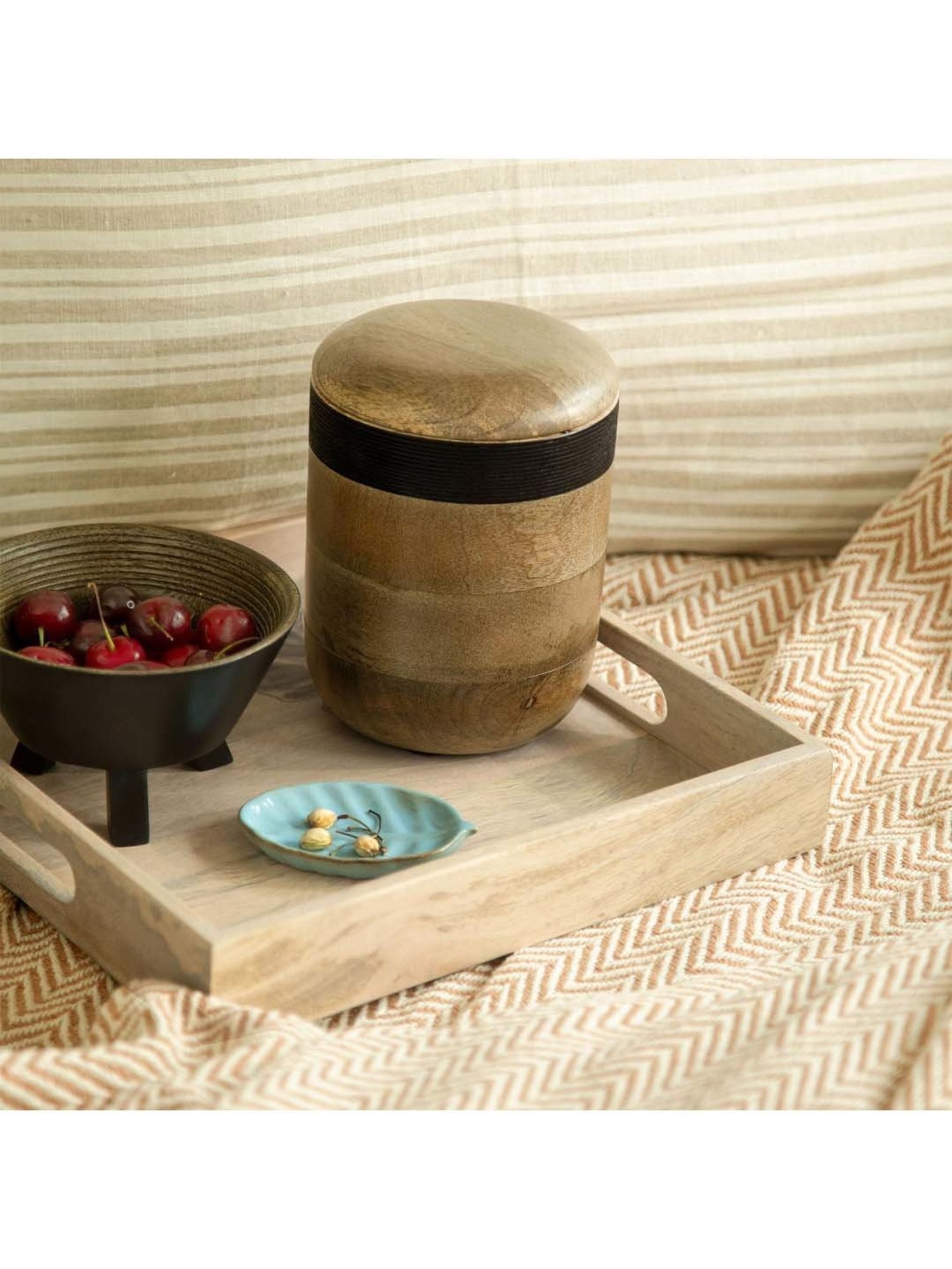 Ellementry Orbis Brown Wood Large Cookie Jar (1 L) - Set of 1