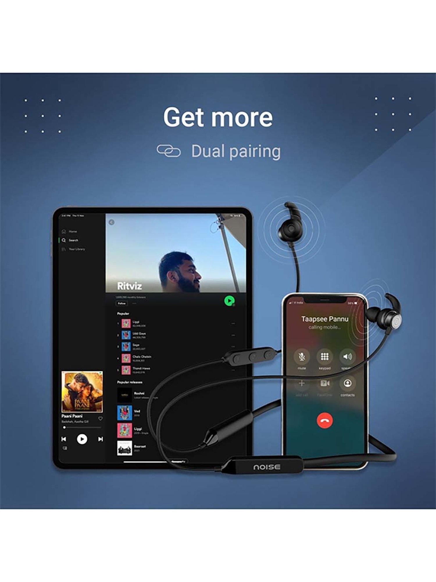 Noise Tune Active Pro Bluetooth V5.2 Bluetooth Headset (Jet Black)