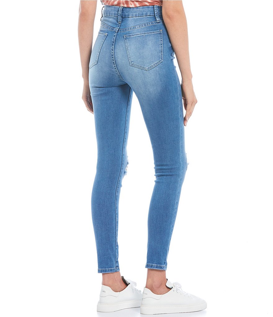YMI Jeanswear Destructed High Rise Curvy Skinny Jeans