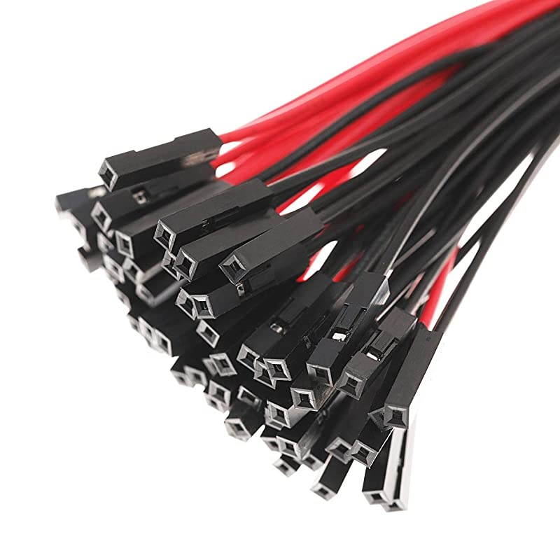 Breadboard Female to Female Jumper Wires Black Red Color for Power Lines 01 Square Head 60Pack 24AWG by Hellotronics FF 15CM Pack of 60