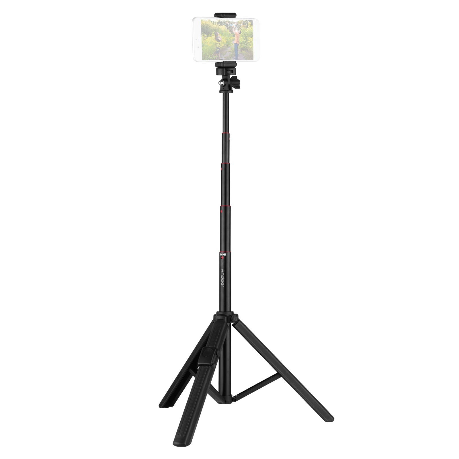 Andoer Tripod Stand Handheld Selfie Stick Portable Extendable Cell Phone Tripod with BT Remote Phone Holder 180&deg; Neck & 360&deg; Head Rotation for Smartphone Small Camera