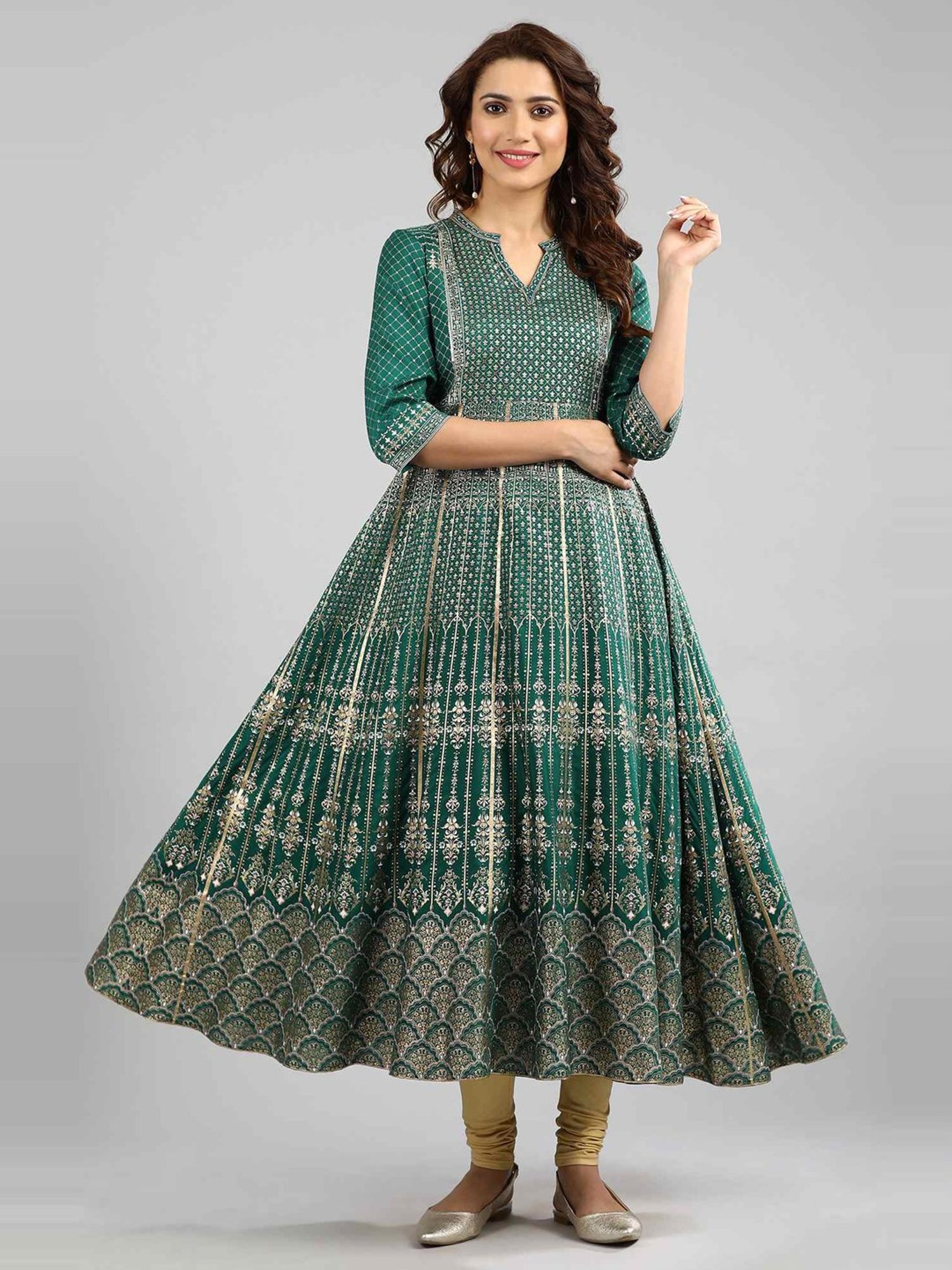 Saffron Threads Black Printed Straight Kurta