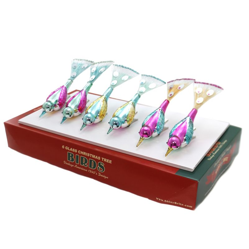 Shiny Brite 2.0" Vc Bird Clips Vintage Celebration  -  Ornament Sets