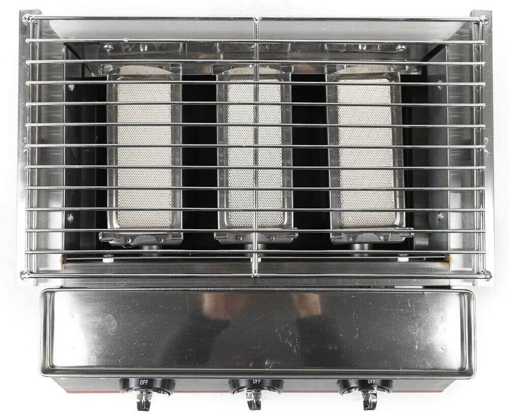 LOYALHEARTDY 3 Burner Stainless Steel Silver Gas Outdoor Grill, Non-stick Pan with Steel Lid