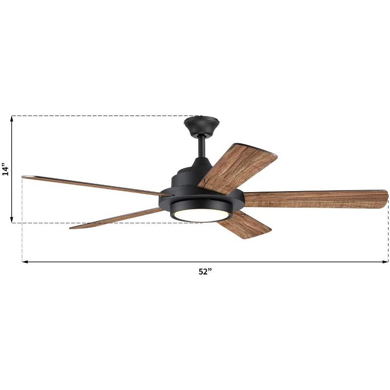 Hearth Brands 52" Dual Mount Matte Black Ceiling Fan with Frosted White Glass- 110118001