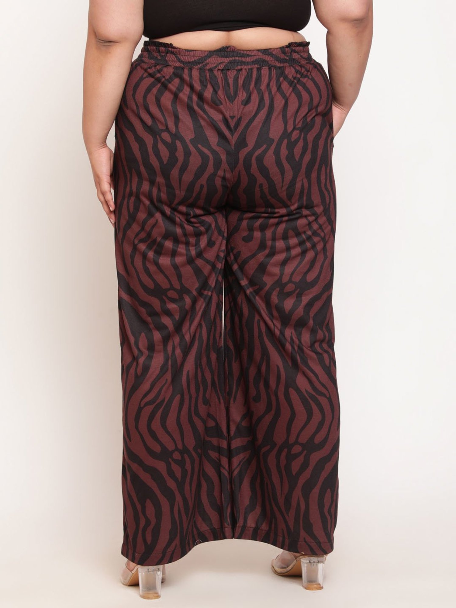 Amydus Bronze Printed Regular Fit High Rise Trousers