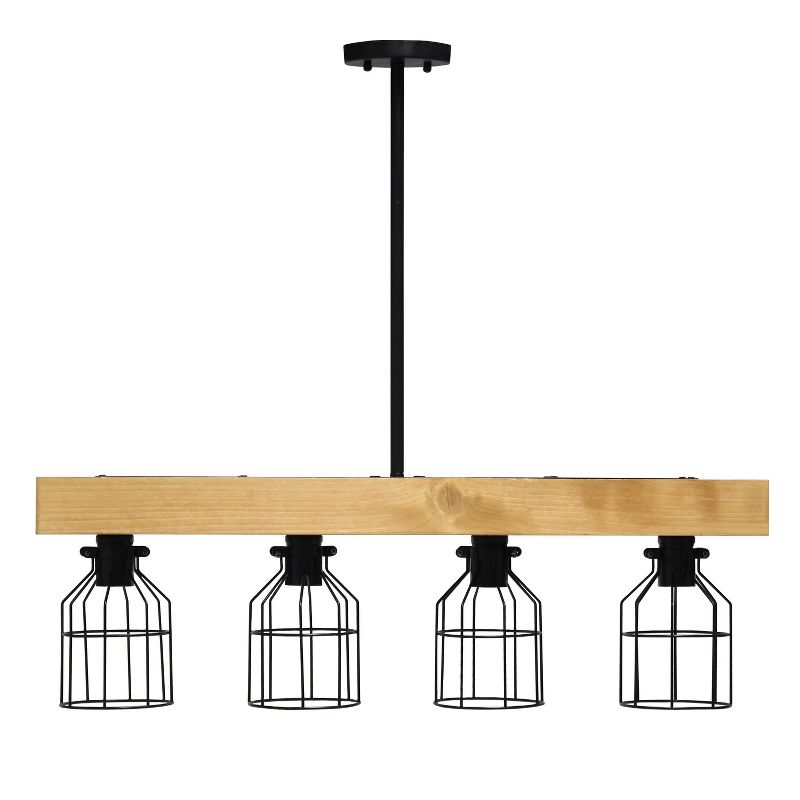 4-Light Wood Beam Pendant Brown - Lalia Home