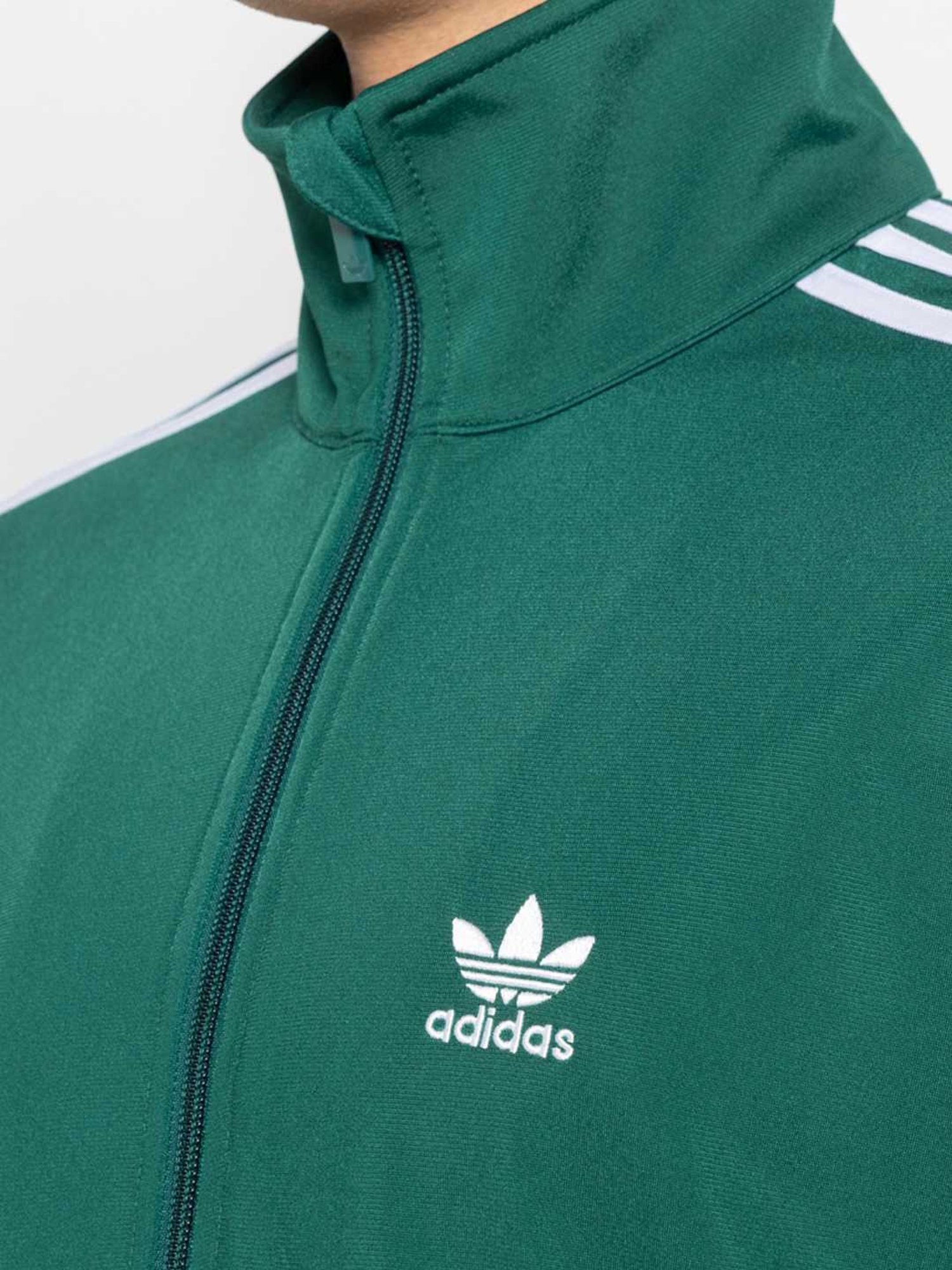 Adidas Originals Green Regular Fit Striped Sports Jacket