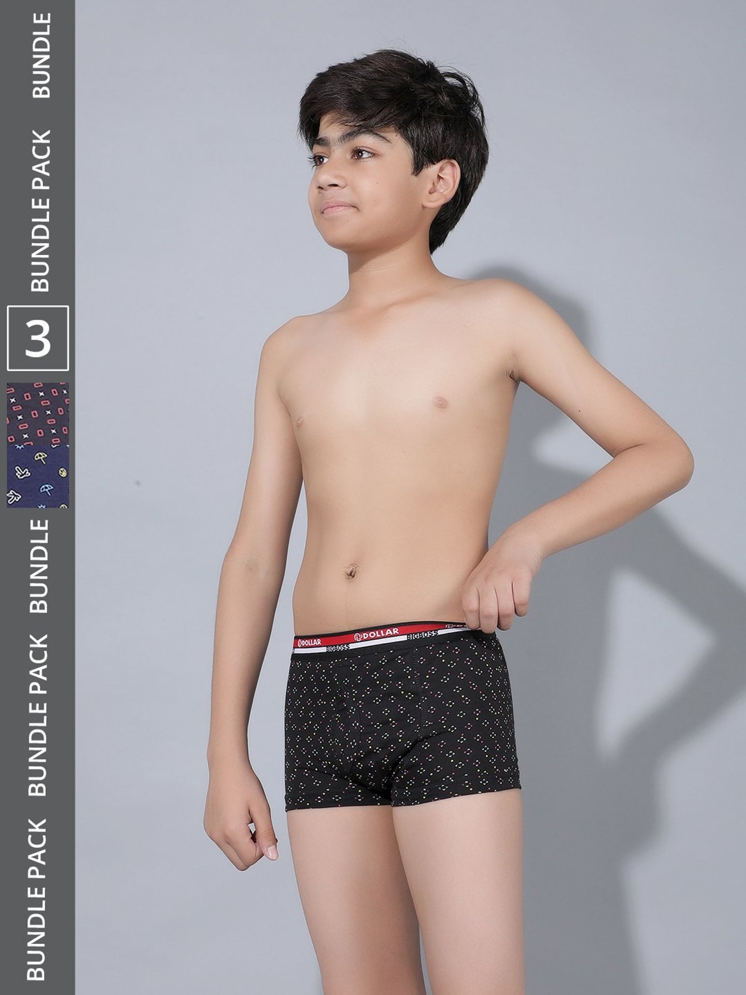 Frenchie Kids Pink & Grey Solid Briefs (Pack Of 2)