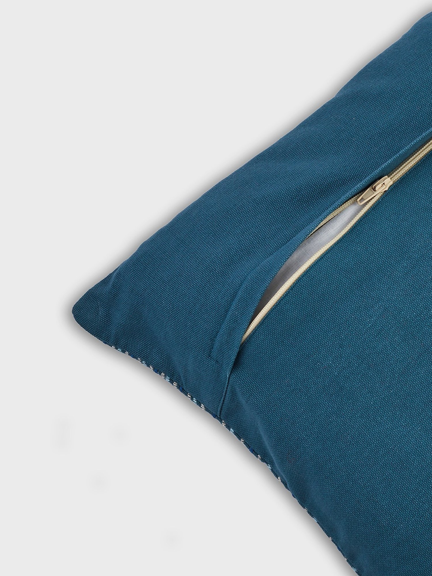 Fabindia Home Woven Blue Cotton Cushion Cover