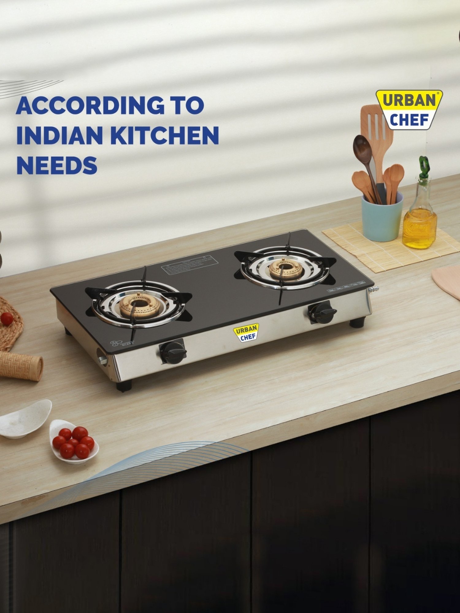 Urban Chef Gas Stove with 2 Burners ( Black )