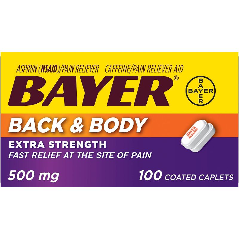Bayer Extra Strength Back and Body Pain Reliever 500mg Caplets Tablets - Aspirin (NSAID) - 100ct