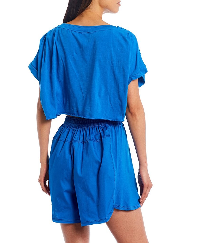 Marc New York Paperbag Waist Sueded Jersey Drawstring Shorts