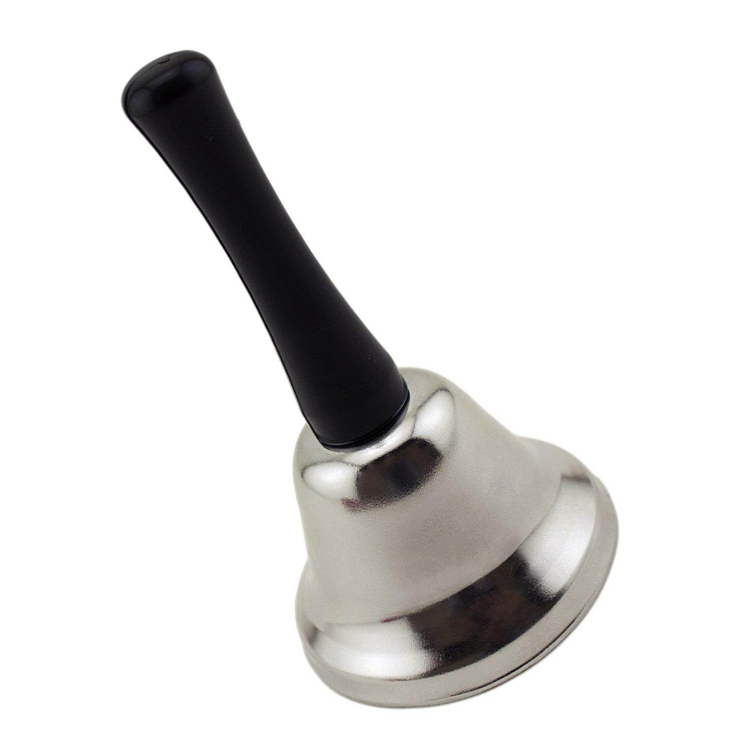 Superior Quality Steel Silver Call Bell Plastic Handle Hand Held Tea Office School Desk RingBell (1 Pc.)