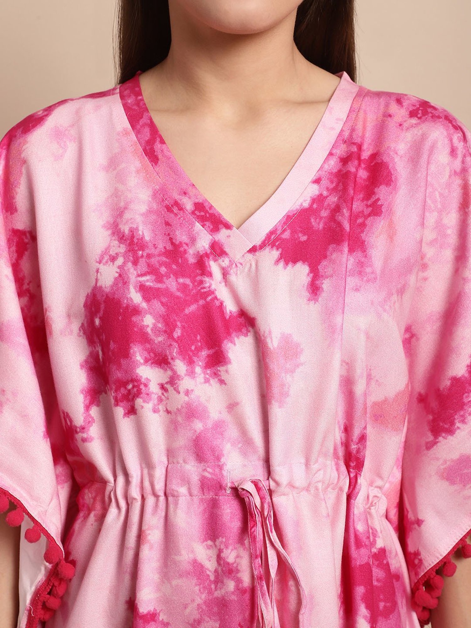 Boston Club Pink Printed Kaftan Night Dress