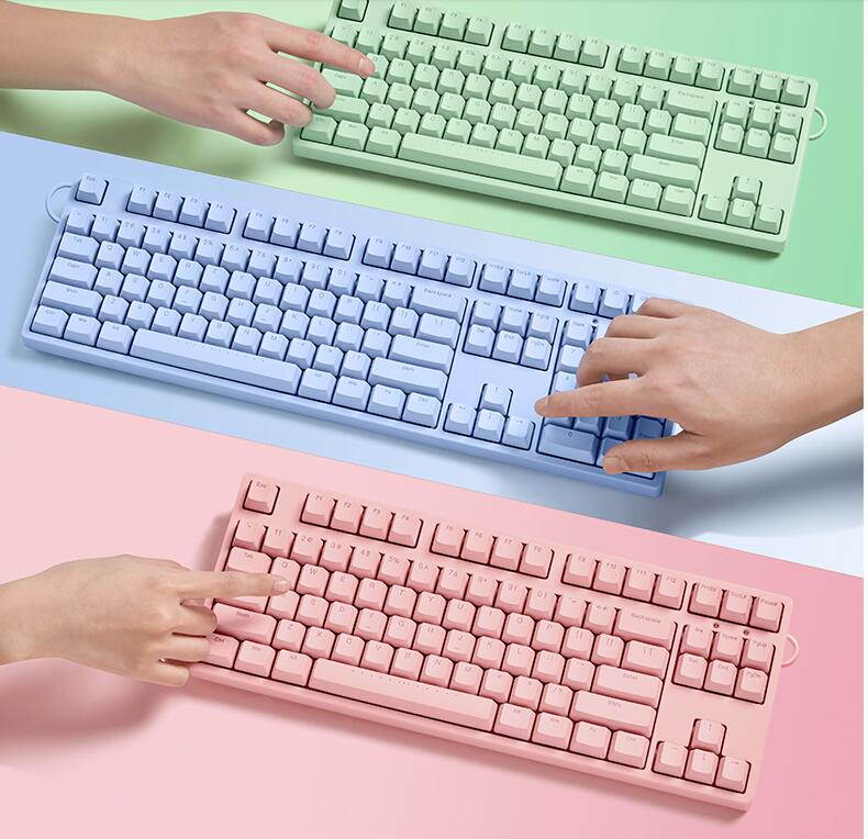 iKBC C200  87 Keys TKL Mechanical Keyboard with Cherry MX Red Switch, Pink PBT Double Shot Keycap, N-Key Rollover and 6 Anti-ghosting Keys( No Light Version)