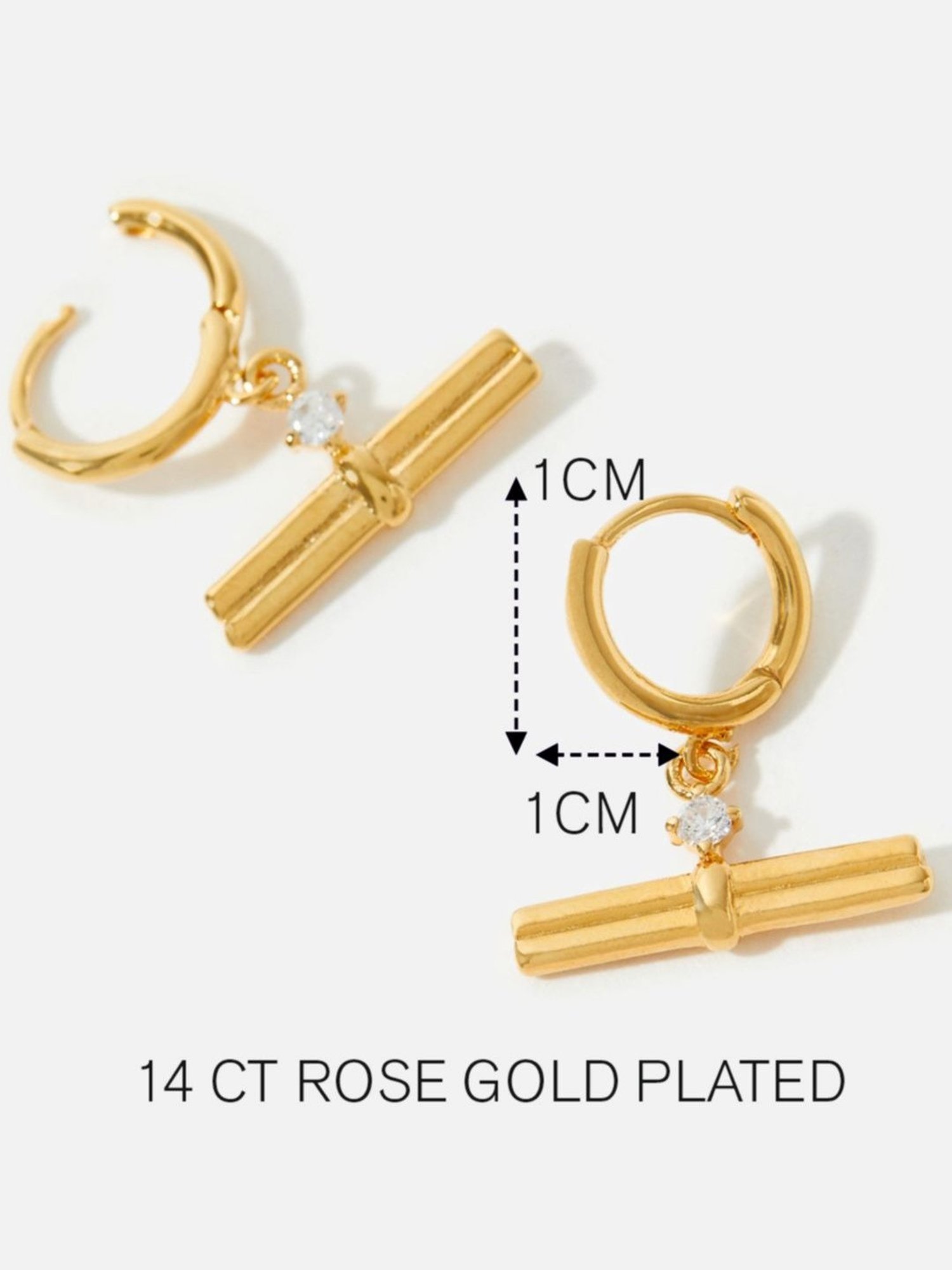 Accessorize London T Bar Golden Drop Earrings