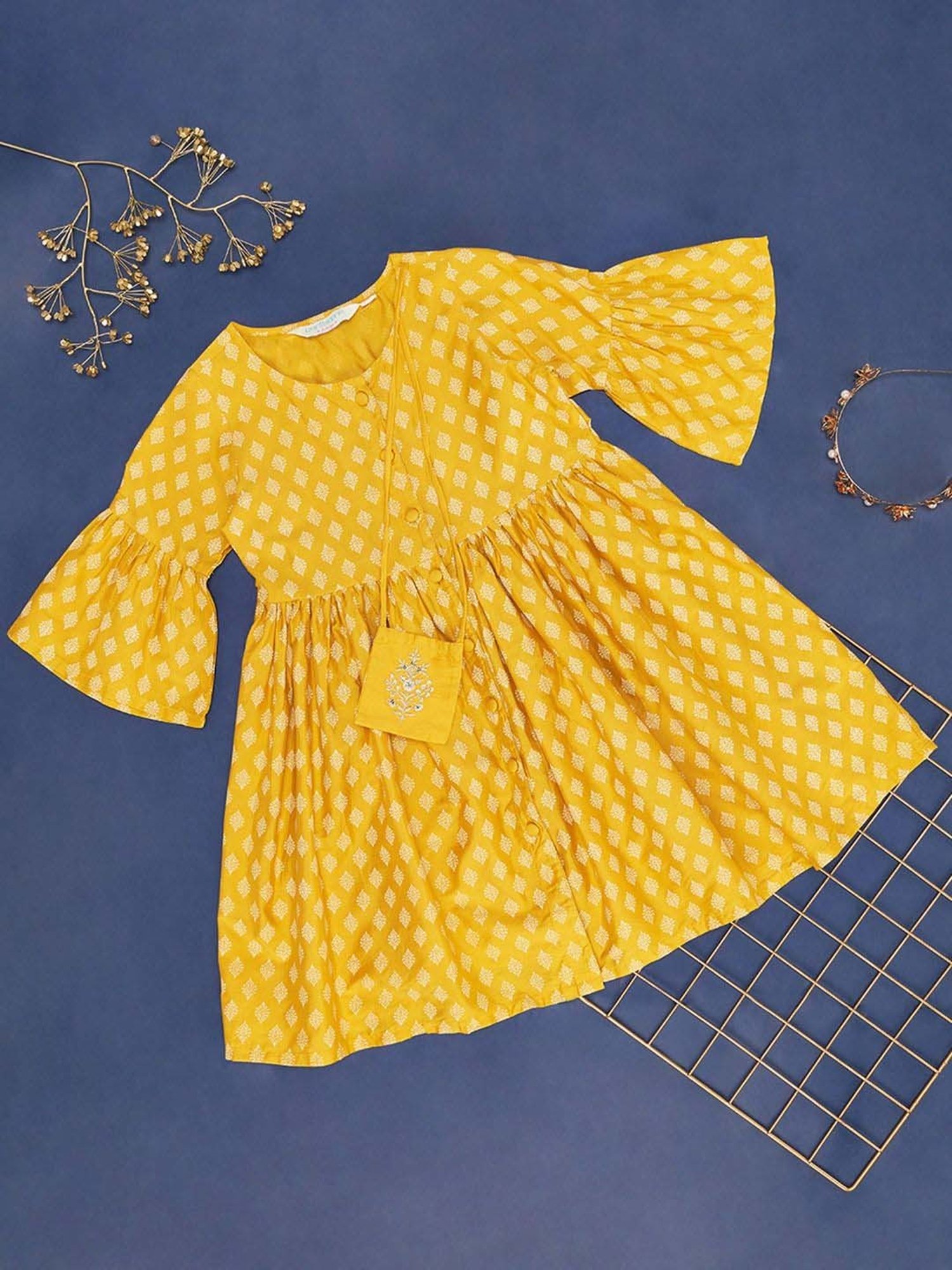 Akkriti by Pantaloons Kids Yellow Printed Dress