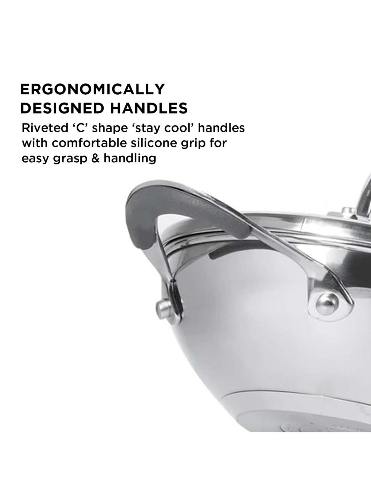 Meyer Select Stainless Steel Kadai 24cm (Induction & Gas Compatible)