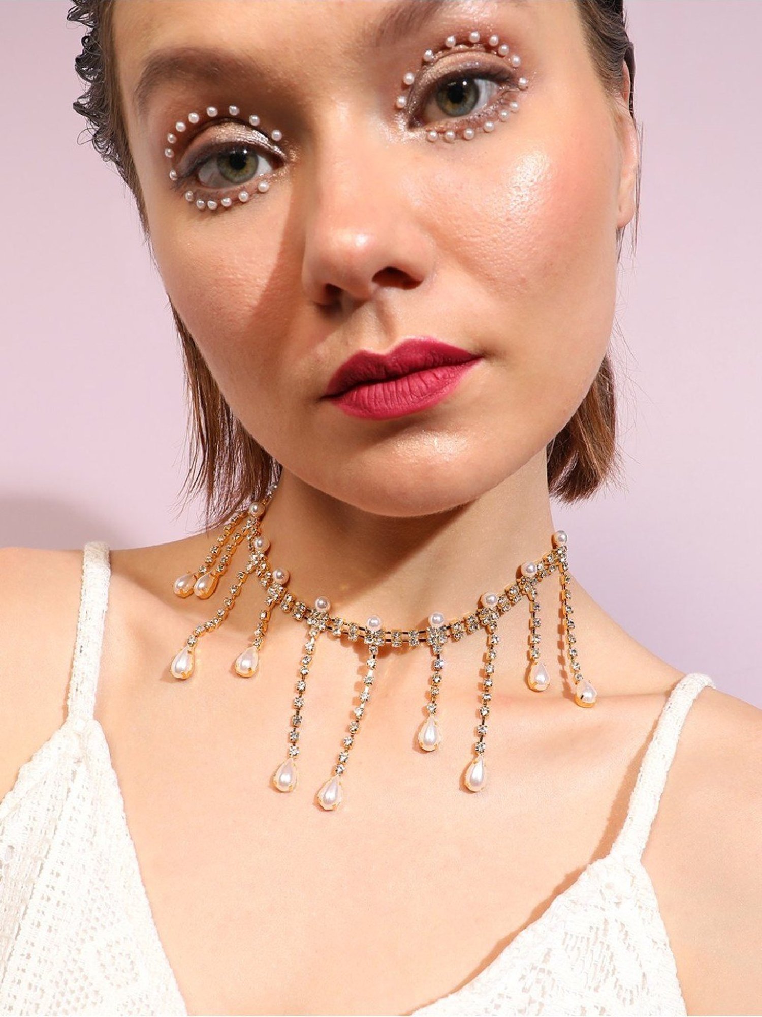 Sohi silver plated designer party necklace for women