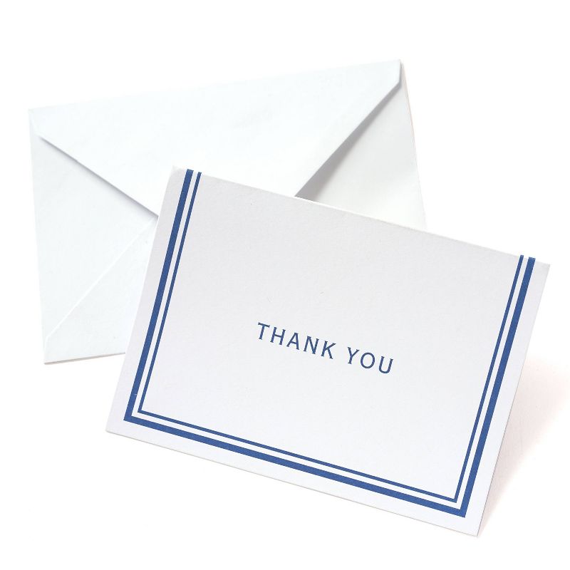 50ct Blue Bordered Thank You Cards