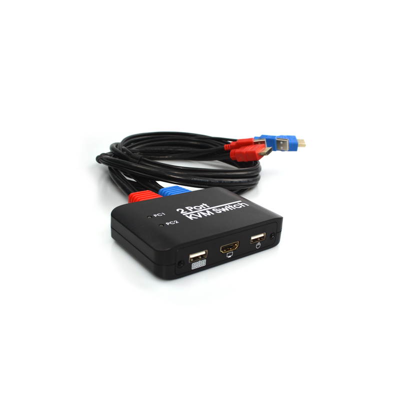 KVM Switch 2 Port Multifunctional Support Key-press Switch Button Switch U Disk Keyboard Switch