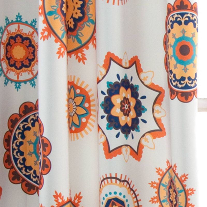 84"x52"Adrianne Curtain Panels Room Darkening White/Orange - Triangle Home Fashions