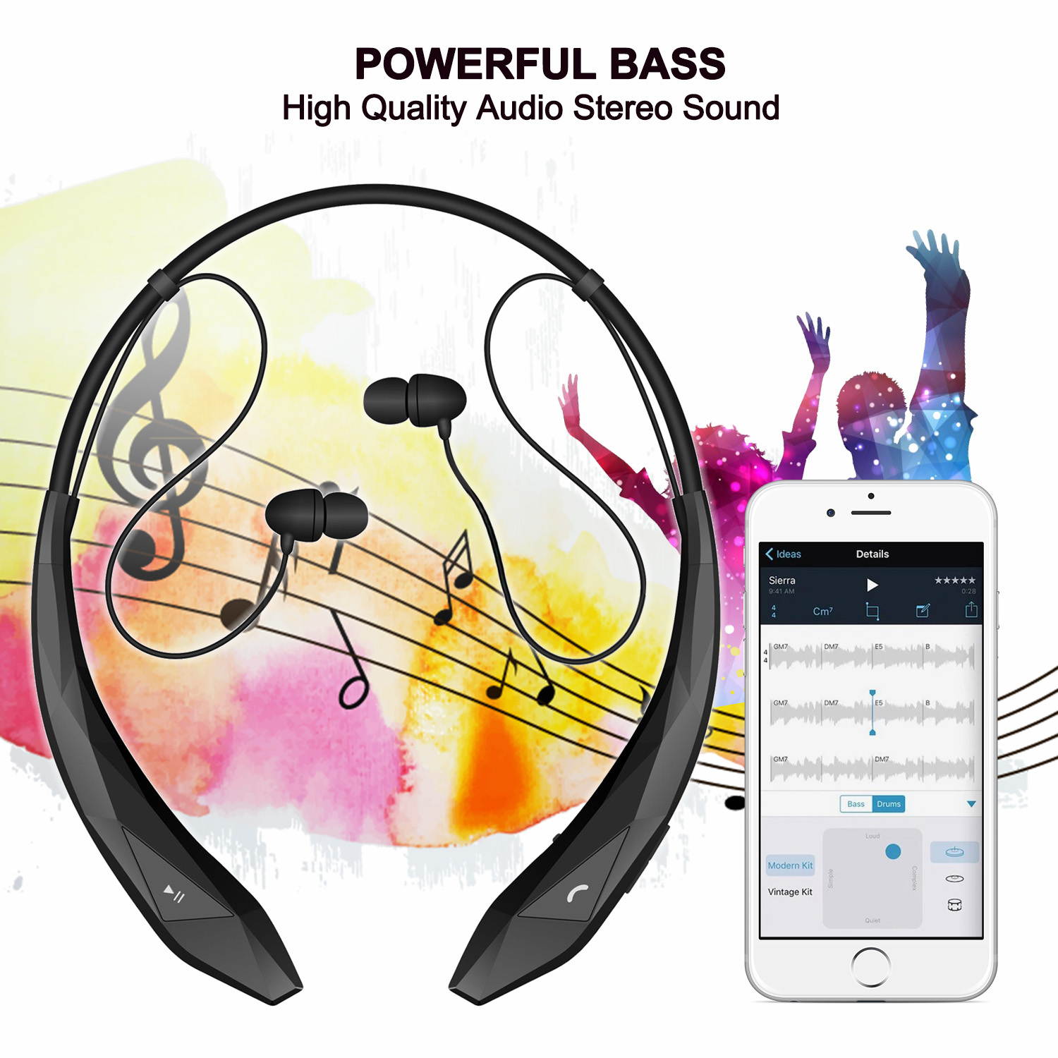 Bluetooth Wireless Headset Stereo Headphone Earphone Sport Handfree Universal