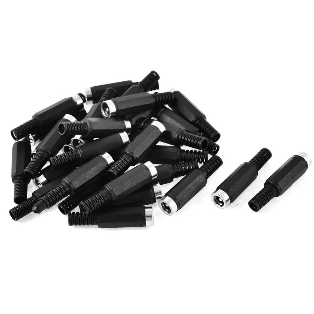 2Pcs Female DC Adapter Jack Repair AC 2.1mm Connector Port Laptop Coaxial 2.1x5.5mm DC Power Barrel Black Plastic Cover