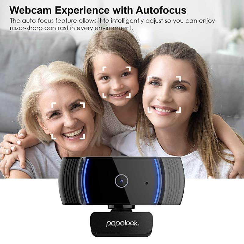 Webcam 1080P Full HD  AF925 Computer Camera with Microphone Autofocus Web Cams for DesktopLaptopMac Works with Skype Zoom WebEx Hangouts