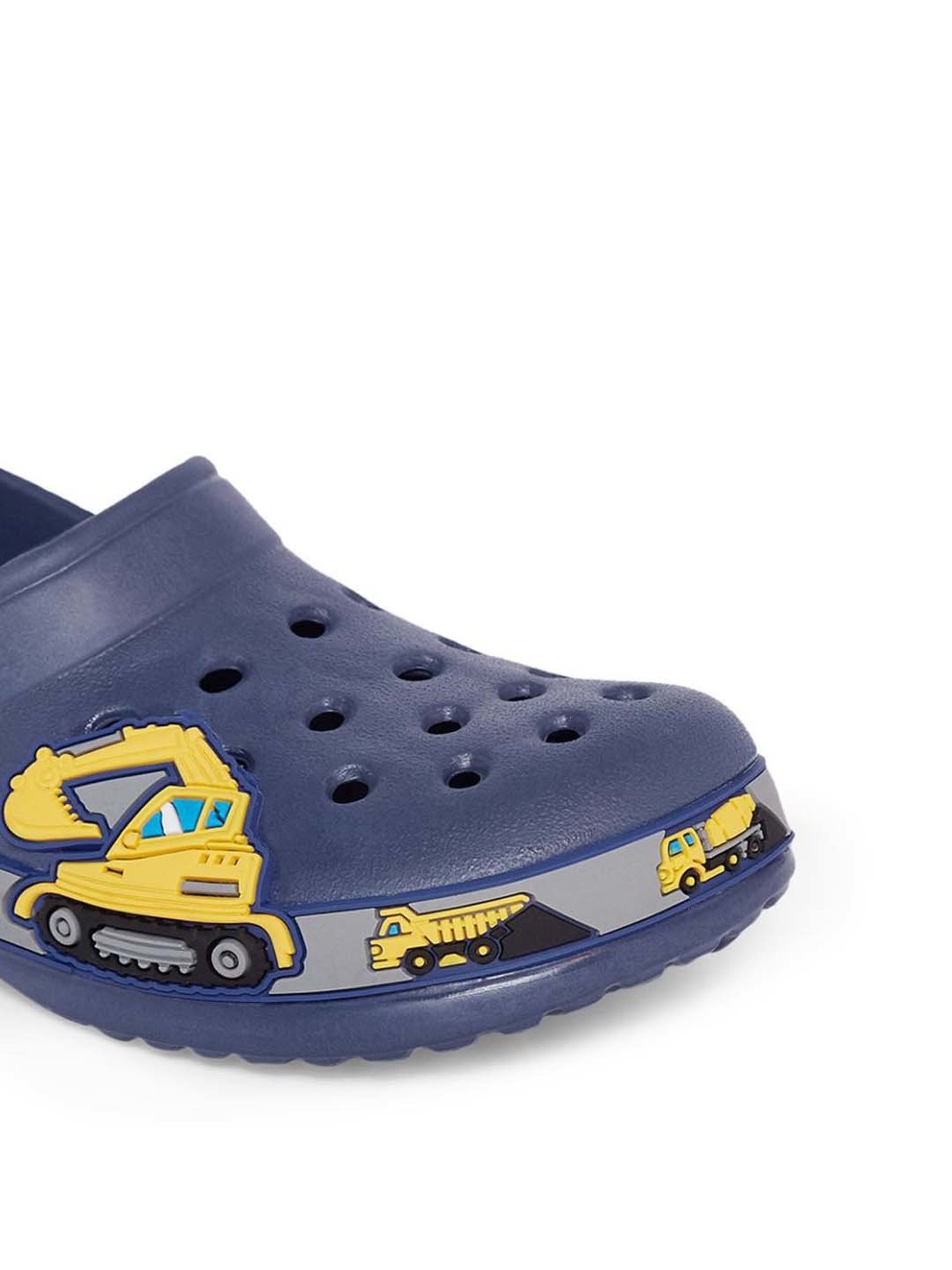 Yellow by Westside Navy Stripe Pattern Slides