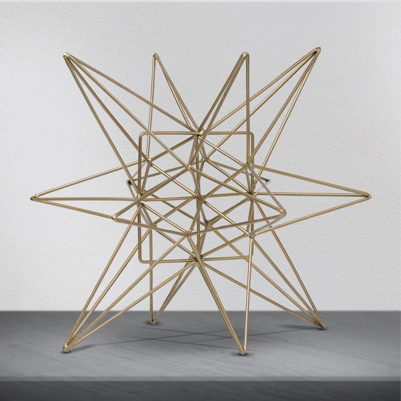 Star Figurine Metal Tabletop Décor In Steel Finish - Gold (7.28"x8.27"x7.48")