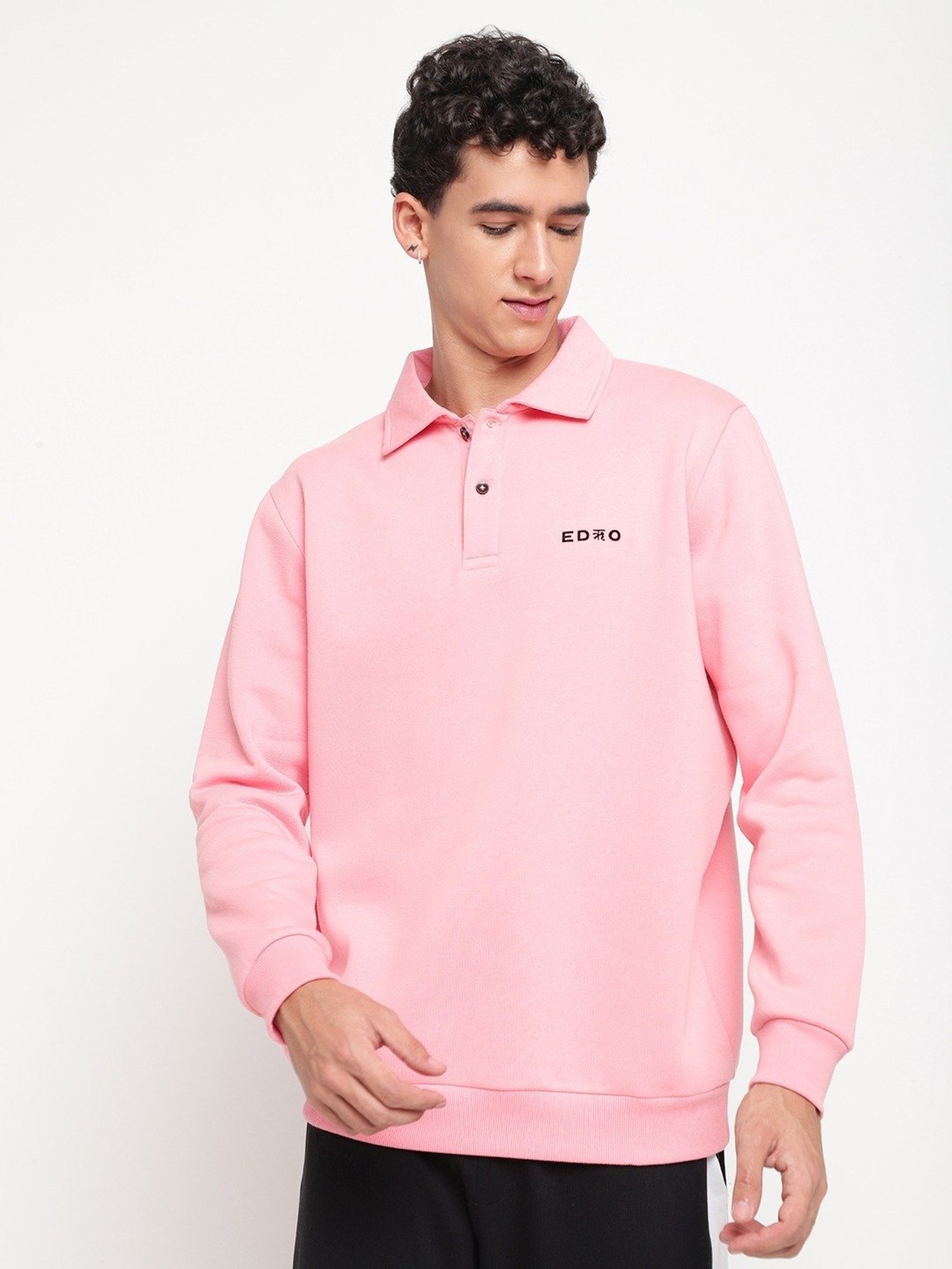 EDRIO Flamingo Pink Relaxed Fit Polo T-Shirt
